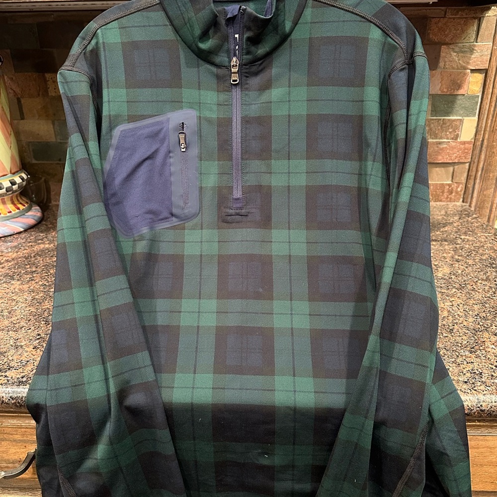 Ralph Lauren RLX black watch tartan plaid quarter zip - size L